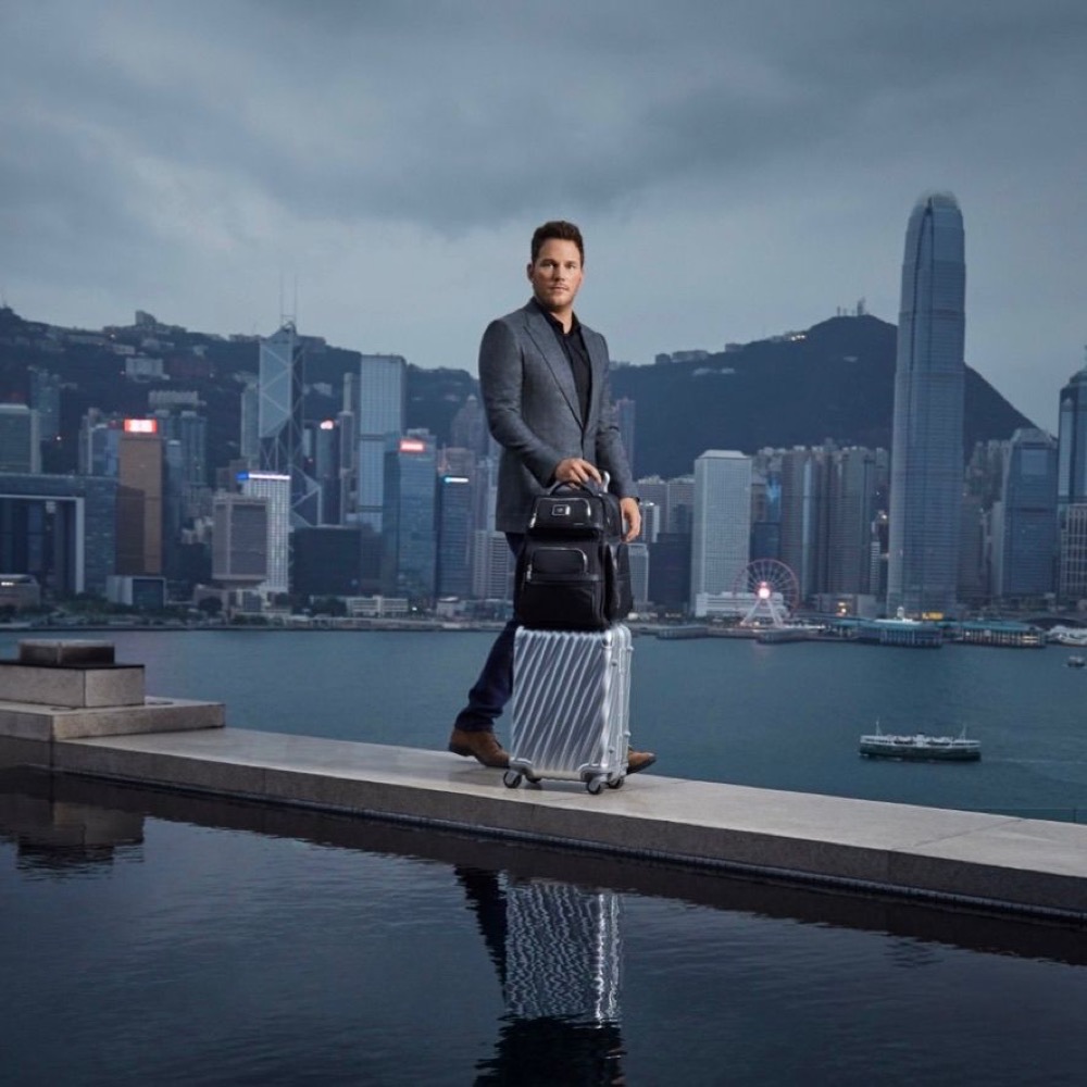 Chris Pratt for TUMI above Victoria Harbour