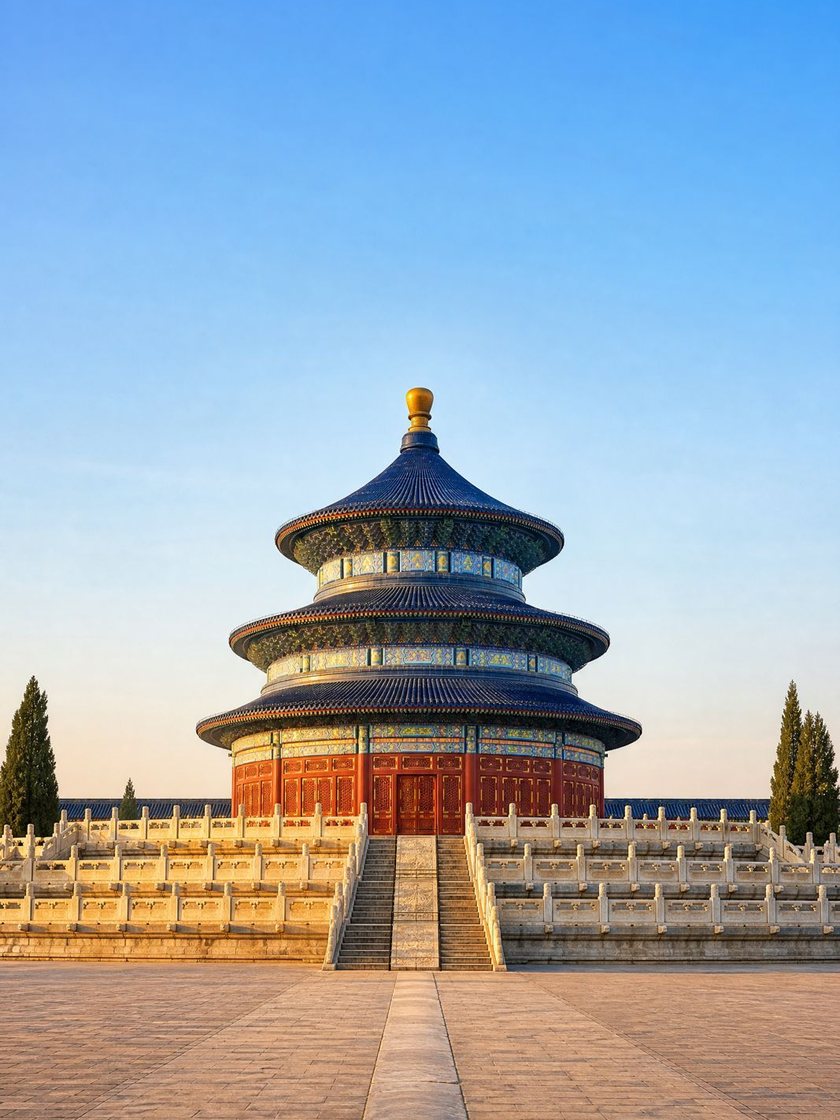 The Hall of Prayer for Good Harvests at the Temple of Heaven, Beijing, in evening light