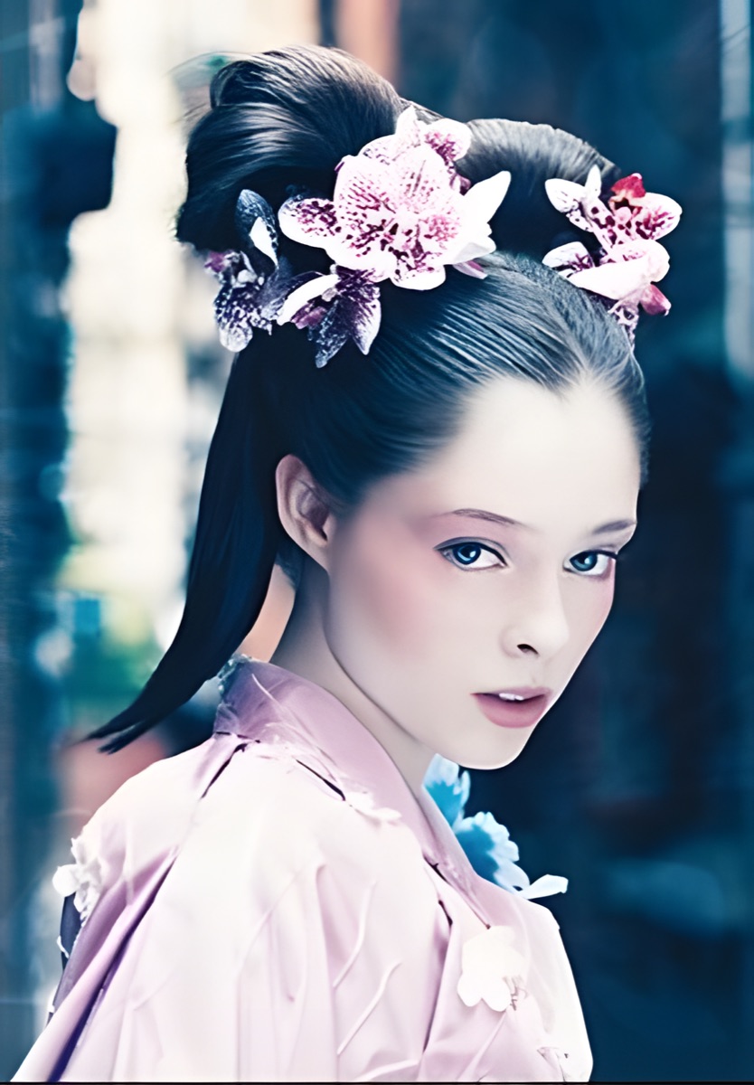 Pirelli Calendar 2008 portrait with orchids