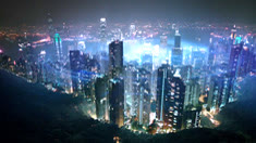 Hong Kong skyline at night from the Vodafone commercial